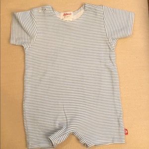 Zutano Blue Striped Short Sleeve Playsuit